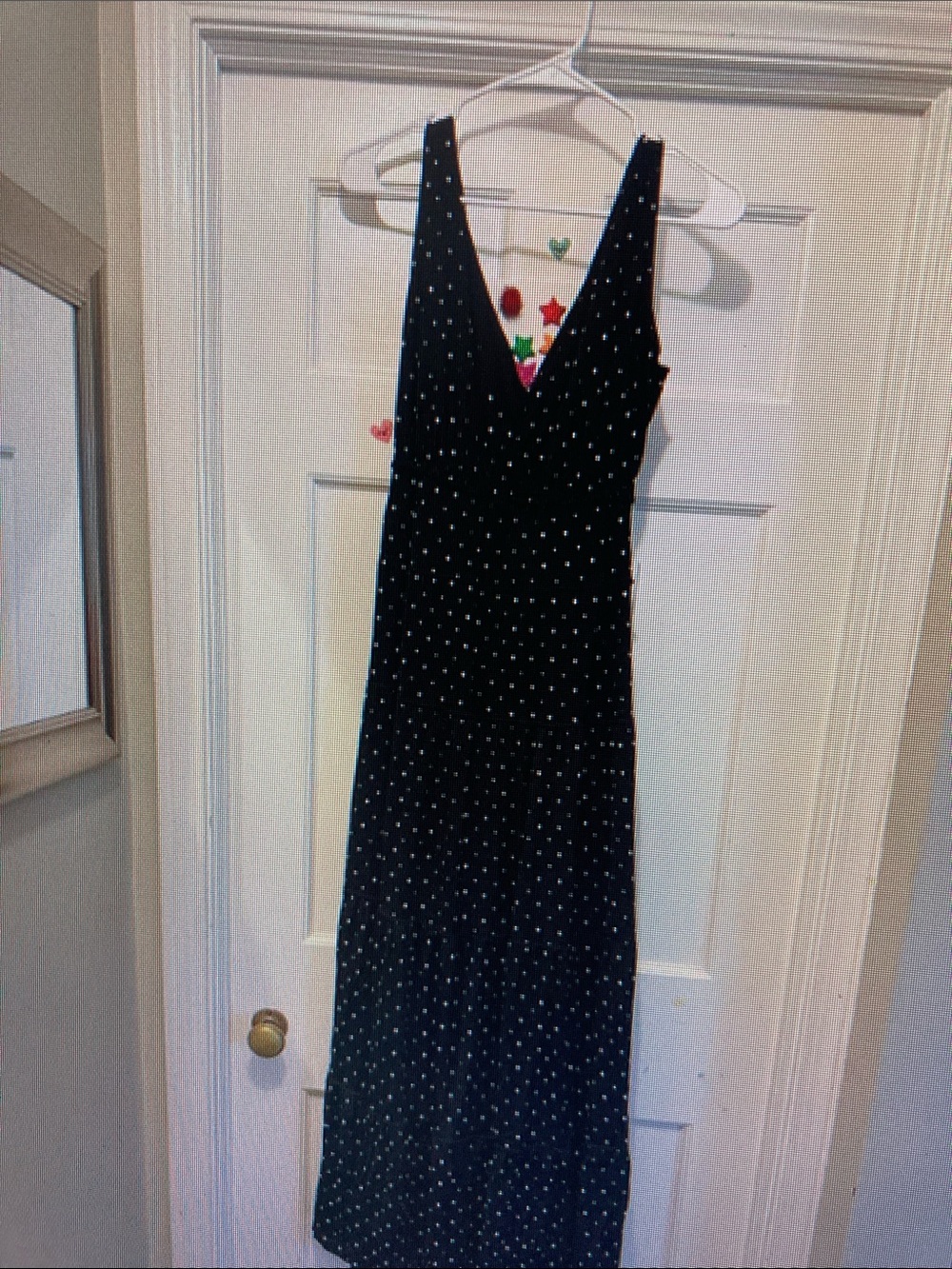 Black Polka Dot V-Neck Midi Dress